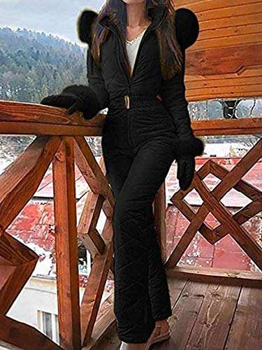 Mono de esquí para mujer, traje de esquí negro con inserto blanco, traje de  snowboard de moda de una pieza para mujer, traje de nieve para mujer -   España
